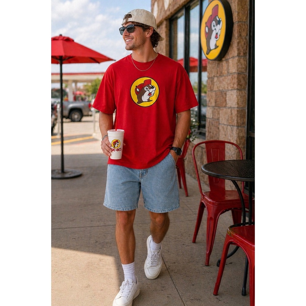 Buc-ee's Beaver Logo Red Graphic Tee XL Cotton Casual Travel Texas Fun